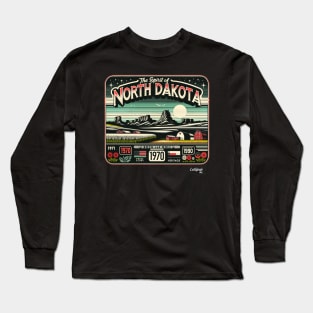 Dakota Frontier: Rustic Retro of the North - American Vintage Retro style USA State Long Sleeve T-Shirt